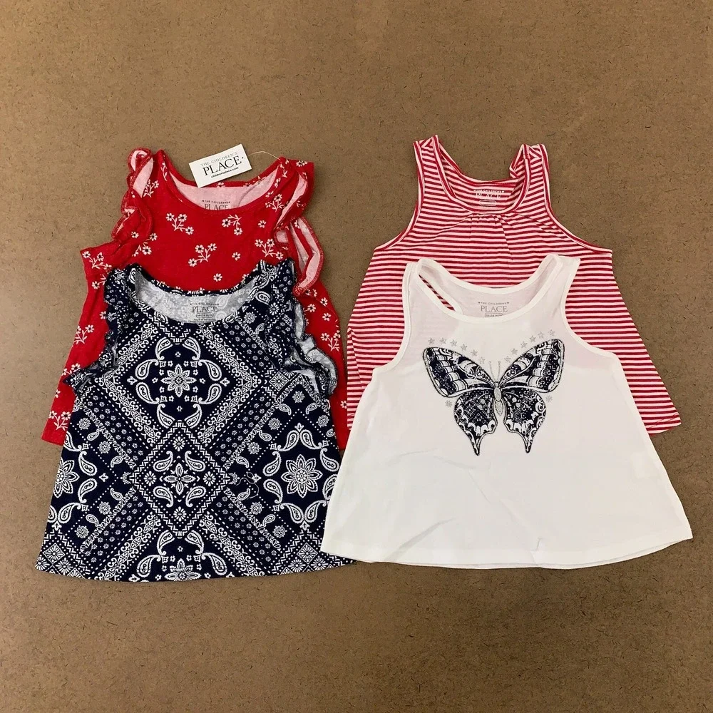 The Children's Place Toddler Girls Size 18/24 Month Print Ruffle Tank Top 4-Pack